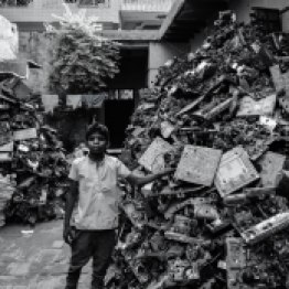 “This is my house. You can take picture but don’t give it to the newspaper. Abba says our work is illegal.” Mustafabad has multiple small medium enterprises which are illegal by means. They burn motherboards to extract precious metals like gold, platinum and silver.